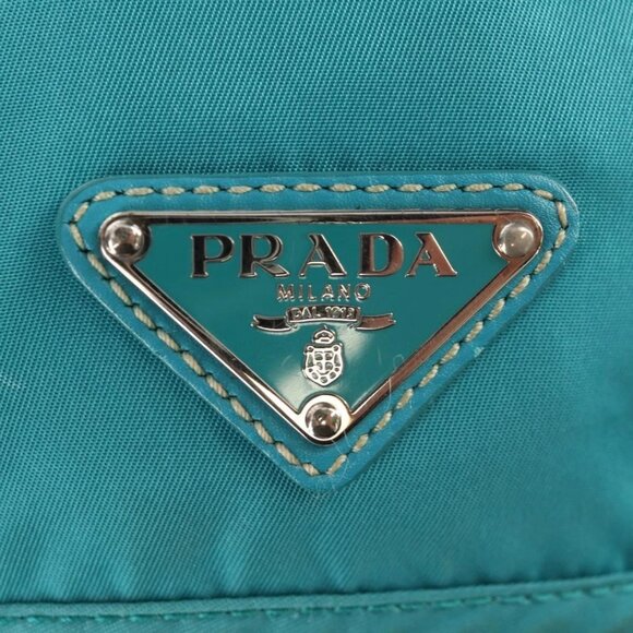 PRADA Backpack Nylon Turquoise Blue Silver Auth 157362V main image 8